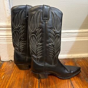 Steve Madden Boots Womens 8 Lone Star Cowboy Tall Western 9310 Black Leather
